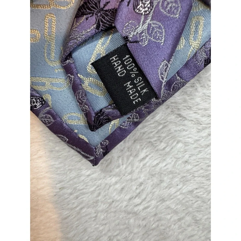 Belisi 100% Silk Handmade Tie Purple Butterflies Mens Necktie Work‎ Casual Party
